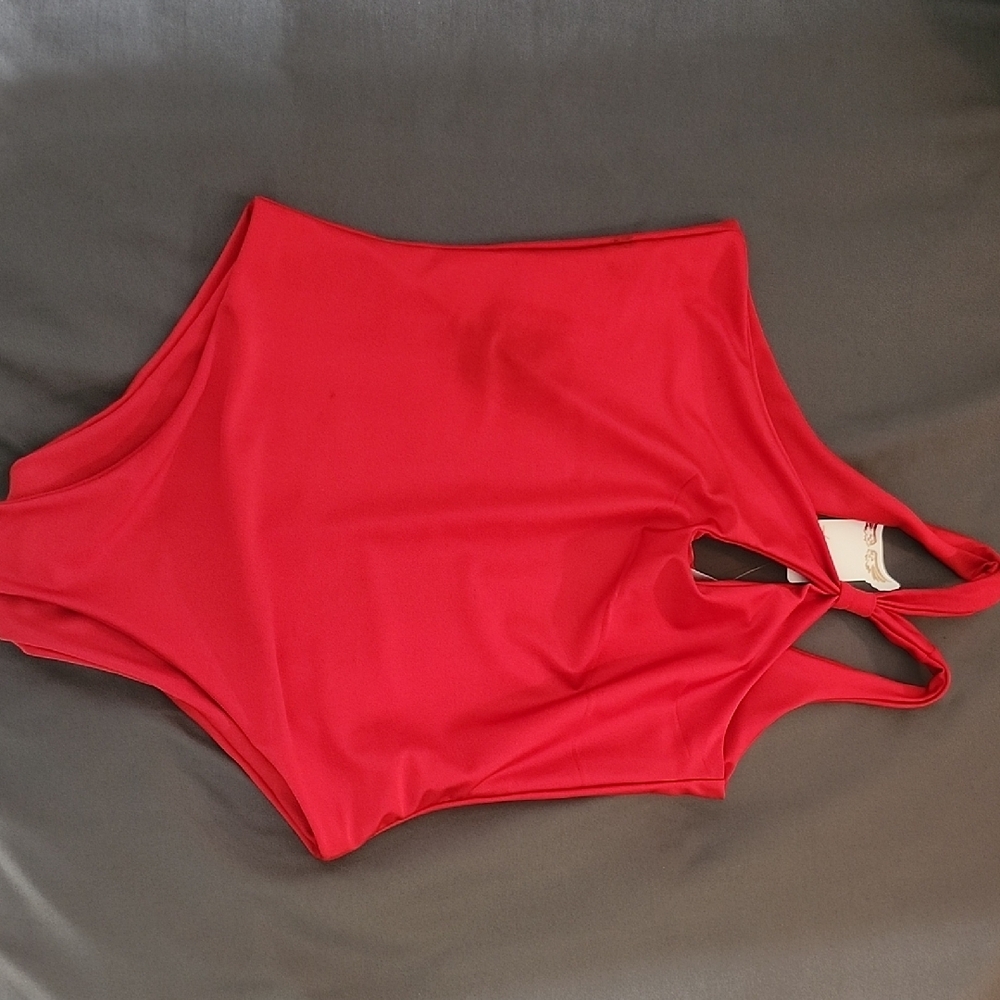 Vibrant Red Cutout One Shoulder Bodysuit
